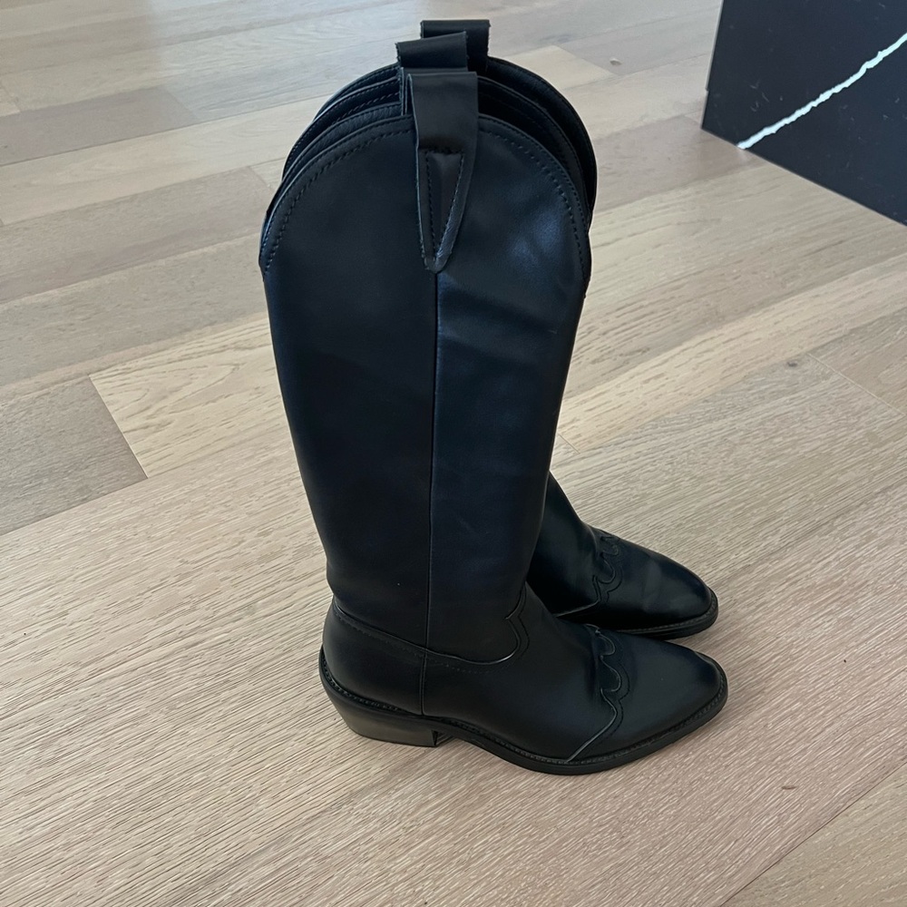 Black Leather cowboy Boots
